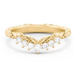 Vintage Beaded Twisted Rope Curved Band with Diamonds