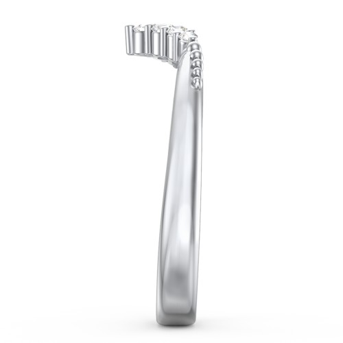 Vintage Beaded V-Shaped Band With Graduated Diamonds