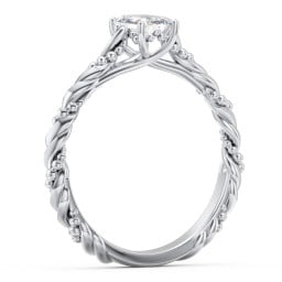 Vintage Solitaire Engagement Ring with Beaded Twisted Rope Band