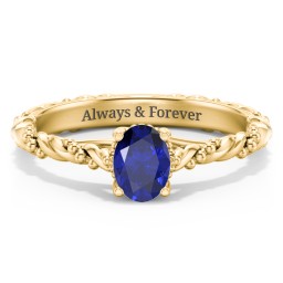 Vintage Solitaire Engagement Ring with Beaded Twisted Rope Band