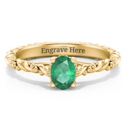 Vintage Solitaire Engagement Ring with Beaded Twisted Rope Band