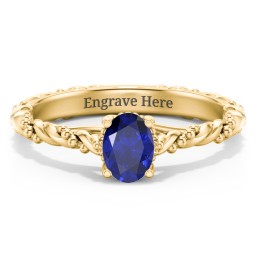 Vintage Solitaire Engagement Ring with Beaded Twisted Rope Band