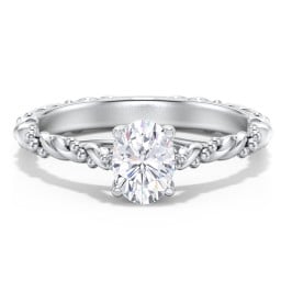 Vintage Solitaire Engagement Ring with Beaded Twisted Rope Band