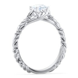 Vintage Solitaire Engagement Ring with Beaded Twisted Rope Band