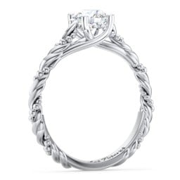 Vintage Solitaire Engagement Ring with Beaded Twisted Rope Band