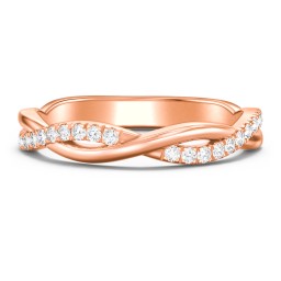 Twisted Infinity Band with Accents in 10K Solid Rose Gold