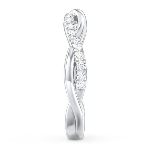 Twisted Infinity Band with Accents – 14K White Gold with Lab Diamond