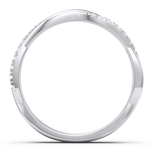 Twisted Infinity Band with Accents – 14K White Gold with Lab Diamond