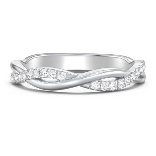 Twisted Infinity Band with Accents – 14K White Gold with Lab Diamond