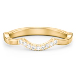 Arched Band with Diamond Accents in 10K Solid Yellow Gold