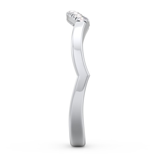 Arched Band with Diamond Accents – 14K White Gold with Lab Diamond