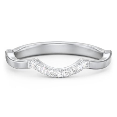 Arched Band with Diamond Accents – 14K White Gold with Lab Diamond