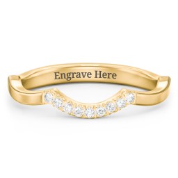 Arched Band with Diamond Accents in 10K Solid Yellow Gold with Lab Diamond