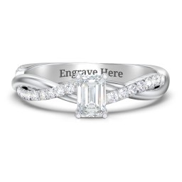 Twisted Infinity Engagement Ring with Side Stones