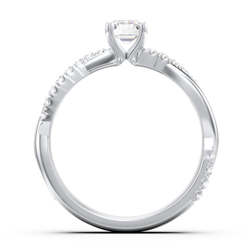 Twisted Infinity Engagement Ring with Side Stones – 14K White Gold with Lab Diamond