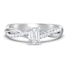 Twisted Infinity Engagement Ring with Side Stones – 10K Rose Gold with Lab Diamond