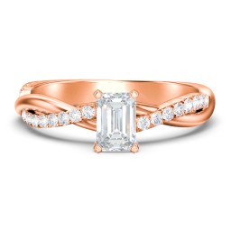 Twisted Infinity Engagement Ring with Side Stones in 10K Solid Rose Gold