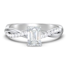 Twisted Infinity Engagement Ring with Side Stones – 14K White Gold with Lab Diamond