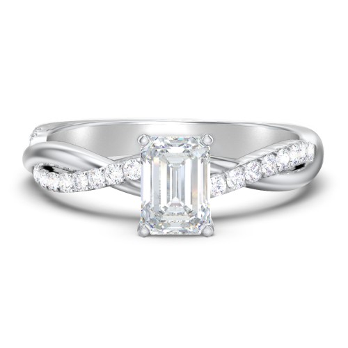 Twisted Infinity Engagement Ring with Side Stones – 14K White Gold with Lab Diamond