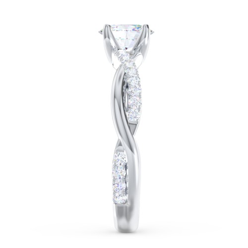 Twisted Infinity Engagement Ring with Side Stones – 14K White Gold with Lab Diamond