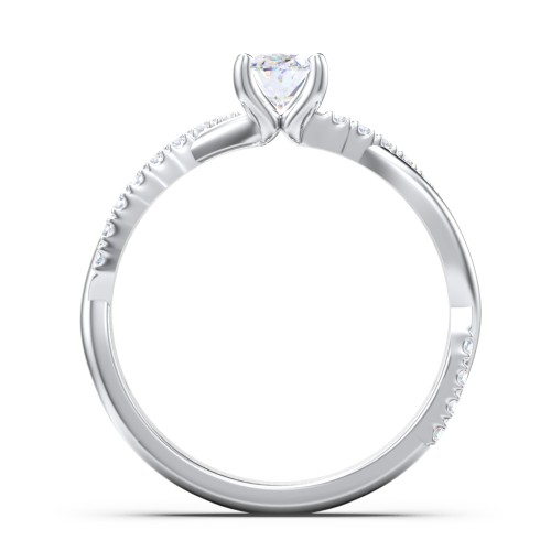 Twisted Infinity Engagement Ring with Side Stones – 14K White Gold with Lab Diamond
