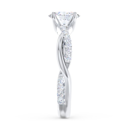 Twisted Infinity Engagement Ring with Side Stones – 14K White Gold with Lab Diamond