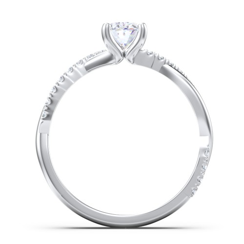 Twisted Infinity Engagement Ring with Side Stones – 14K White Gold with Lab Diamond