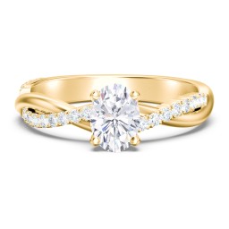 Twisted Infinity Engagement Ring with Side Stones in 10K Solid Yellow Gold