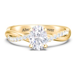 Twisted Infinity Engagement Ring with Side Stones in 10K Solid Yellow Gold with 04LABDIAM-OV-1.00-SI1-G-G and Lab Diamond