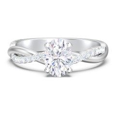 Twisted Infinity Engagement Ring with Side Stones – 14K White Gold with Lab Diamond