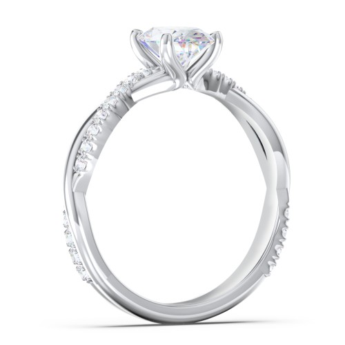 Twisted Infinity Engagement Ring with Side Stones – 14K White Gold with Lab Diamond