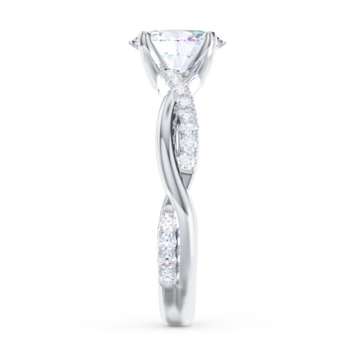 Twisted Infinity Engagement Ring with Side Stones – 14K White Gold with Lab Diamond