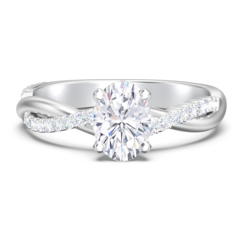 Twisted Infinity Engagement Ring with Side Stones – 14K White Gold with Lab Diamond