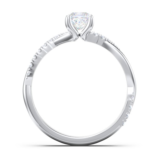 Twisted Infinity Engagement Ring with Side Stones – 14K White Gold with Lab Diamond