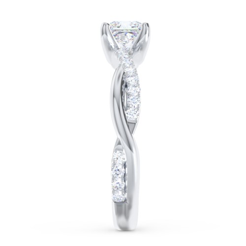 Twisted Infinity Engagement Ring with Side Stones – 14K White Gold with Lab Diamond