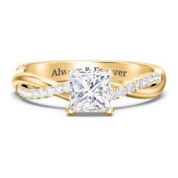 Twisted Infinity Engagement Ring with Side Stones in 10K Solid Yellow Gold with 04LABDIAM-PC-1.00-SI1-F-G and Lab Diamond