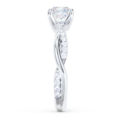 Twisted Infinity Engagement Ring with Side Stones – 14K White Gold with Lab Diamond