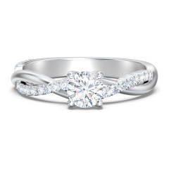 Twisted Infinity Engagement Ring with Side Stones – 14K White Gold with Lab Diamond