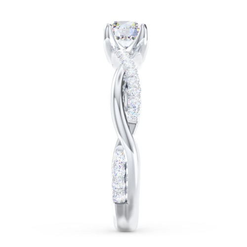 Twisted Infinity Engagement Ring with Side Stones – 14K White Gold with Lab Diamond