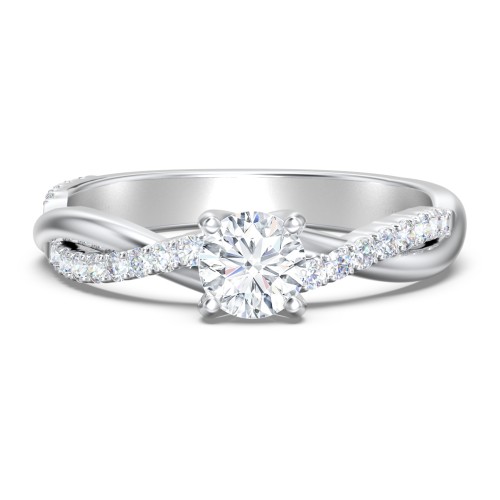 Twisted Infinity Engagement Ring with Side Stones – 14K White Gold with Lab Diamond