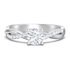 Twisted Infinity Engagement Ring with Side Stones – 14K White Gold with Lab Diamond