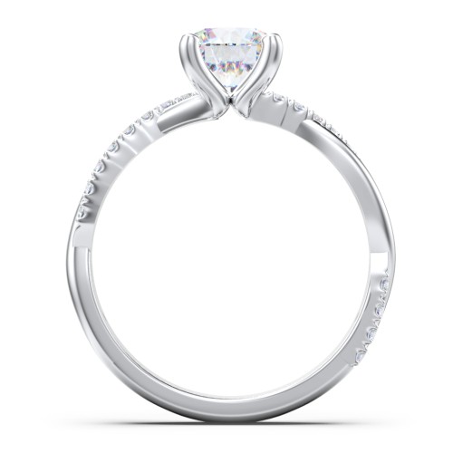 Twisted Infinity Engagement Ring with Side Stones – 14K White Gold with Lab Diamond