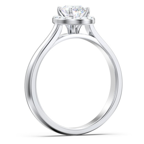 Classic Halo Solitaire Diamond Engagement Ring – 14K White Gold with Lab Diamond