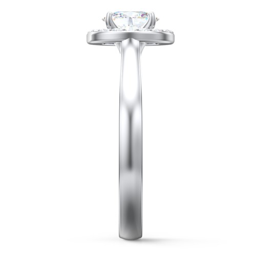 Classic Halo Solitaire Diamond Engagement Ring – 14K White Gold with Lab Diamond