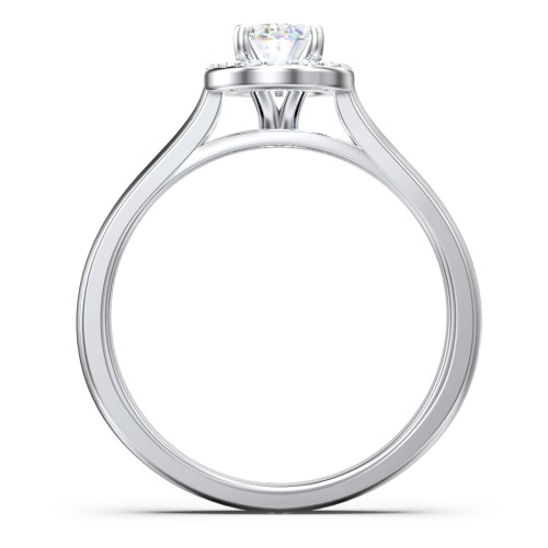 Classic Halo Solitaire Diamond Engagement Ring – 14K White Gold with Lab Diamond