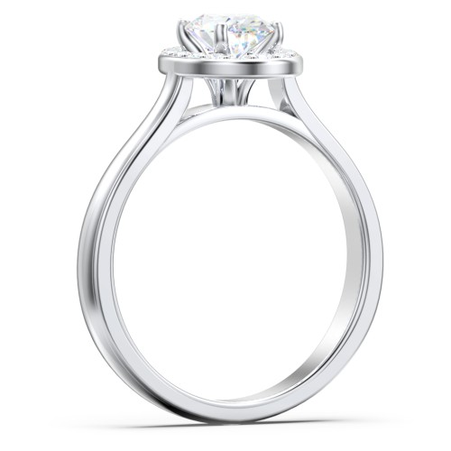 Classic Halo Solitaire Diamond Engagement Ring – 14K White Gold with Lab Diamond