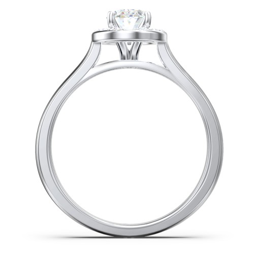Classic Halo Solitaire Diamond Engagement Ring – 14K White Gold with Lab Diamond