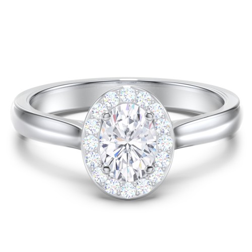 Classic Halo Solitaire Diamond Engagement Ring – 14K White Gold with Lab Diamond