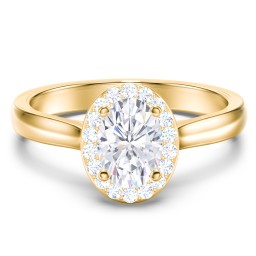 Classic Halo Solitaire Diamond Engagement Ring in 10K Solid Yellow Gold with 04LABDIAM-OV-1.00-SI1-G-G and Lab Diamond