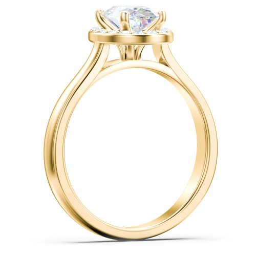 Classic Halo Solitaire Diamond Engagement Ring – 10K Yellow Gold with Lab Diamond